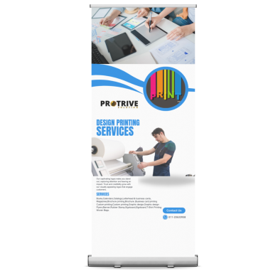 Banner for ProDrive showcasing printing services with a person operating a printing machine.